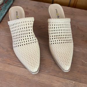 Tan mule style shoes, size 9